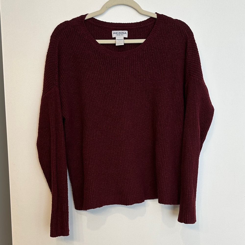 Arizona Jean Company Women's Deep Red Crew Neck Sweater